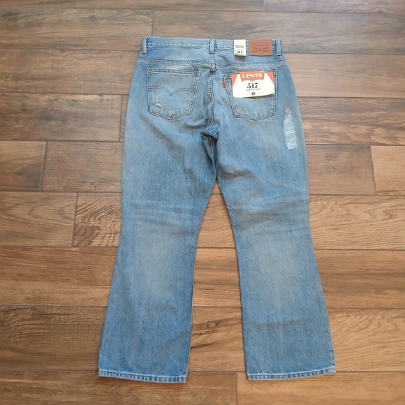 Levi Strauss Signature Denim - Levis Jeans‎ Womens 31 Blue Denim 517 Bootcut Cropped High Rise Orange Tags
